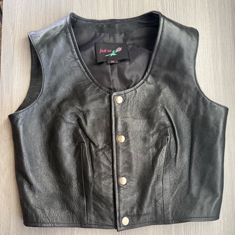 Just US Black Leather Vest